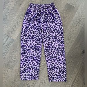Fuzzy purple leopard cheetah pants